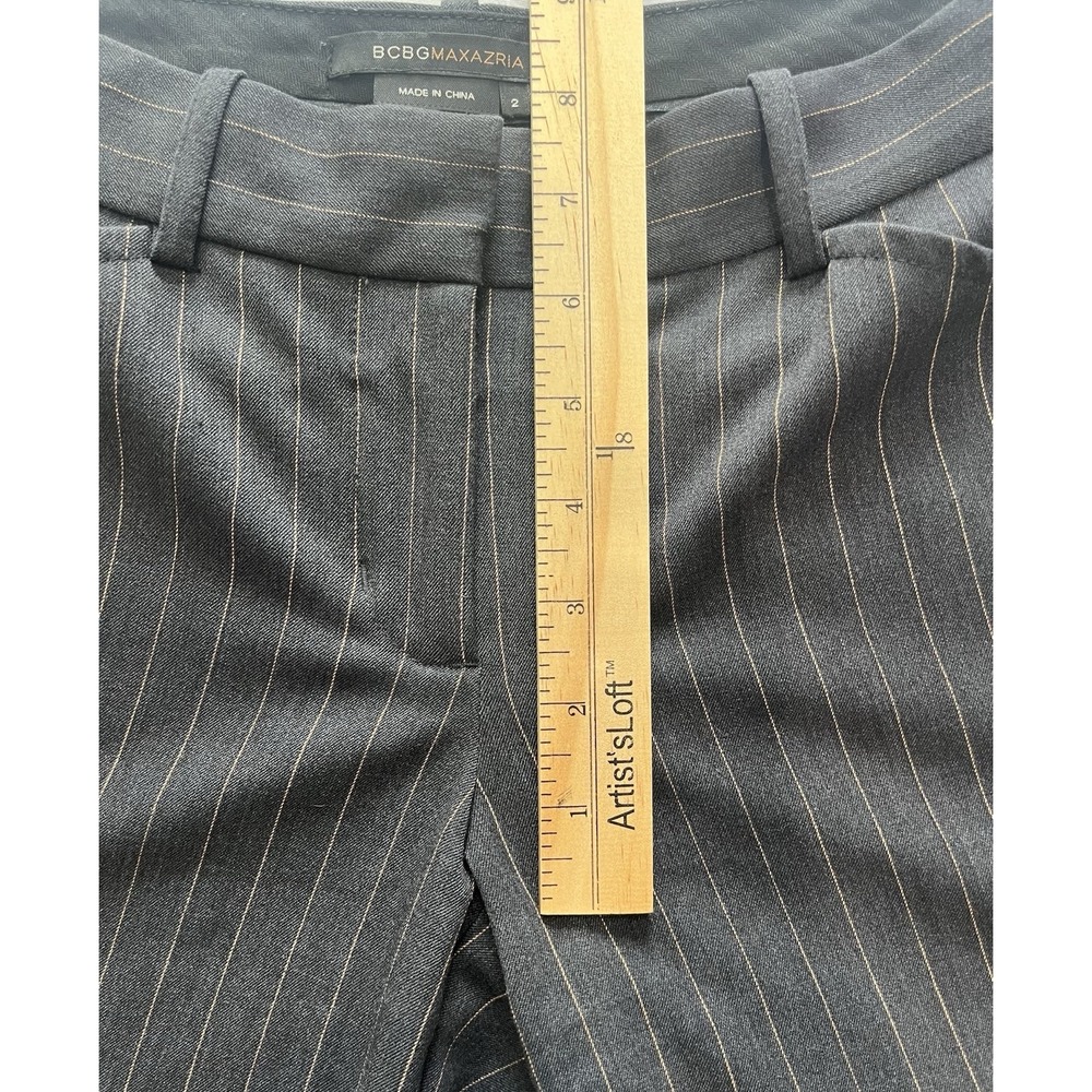 BCBGMAXAZRIA Womens Gray Pinstripe Cropped Dress Pants Trousers Size 2 - Picture 7 of 7